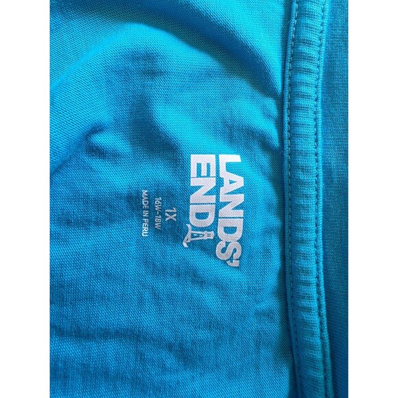 Lands End Womens Sleeveless Tank Top 1X Bright Blue Cotton - Picture 4 of 7